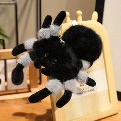 Plush Spider Toy with Colorful Eyes Soft Fluffy & Grey Body Long Legs Home Decor