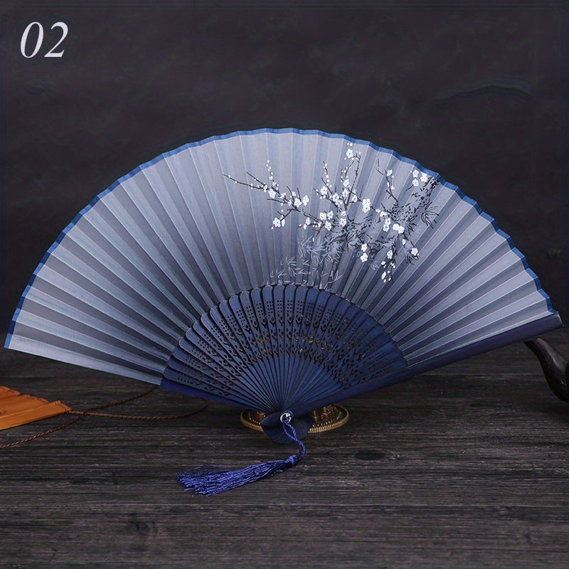 Plum Blossom Folding Fan Gift Summer Silk Fan