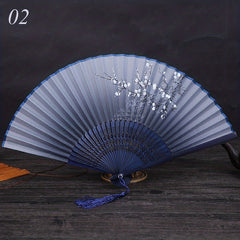 Plum Blossom Folding Fan Gift Summer Silk Fan