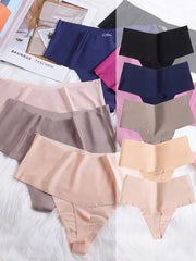 5 Seamless High Waist Thongs Stretchy Intimates Panties Women's Lingerie
