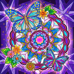 Butterfly Flower Diamond Painting Kit DIY 5D Special Shape Crystal Beginner Art