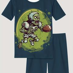 Kid's Halloween Style 2pcs Pajamas T shirt & Shorts Set Cartoon Rugby Zombie Pri