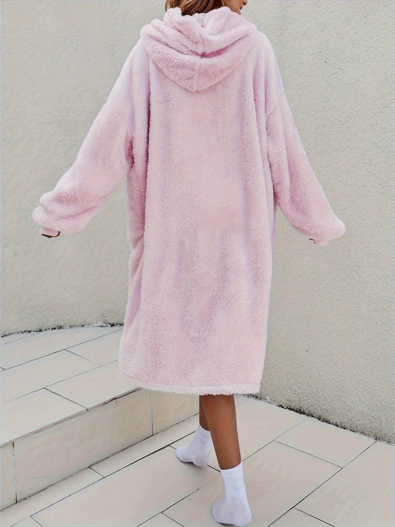 Warm Hooded Robe with Pockets for Women