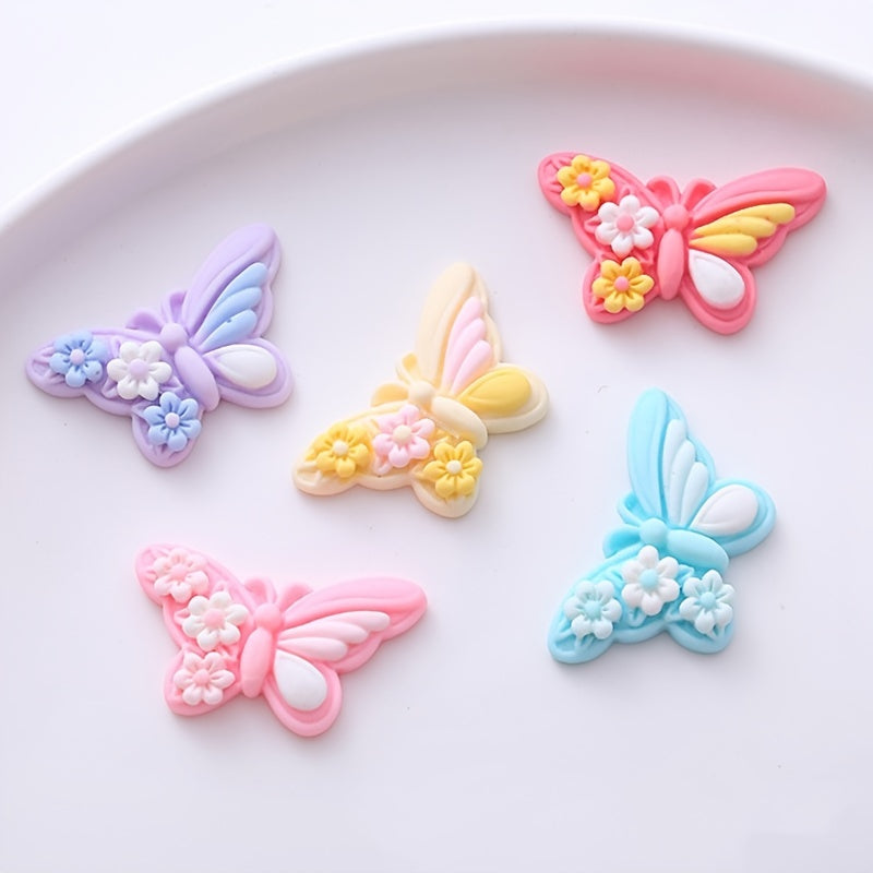 10pcs Butterfly Resin Charms for DIY Jewelry Hair Phone Cases