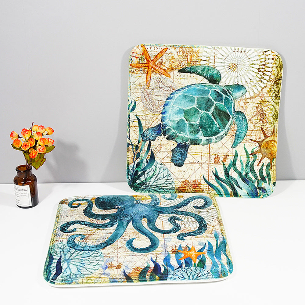 Soft Flannel Sea Turtle Octopus Print Chair Cushion