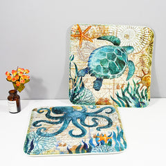Soft Flannel Sea Turtle Octopus Print Chair Cushion
