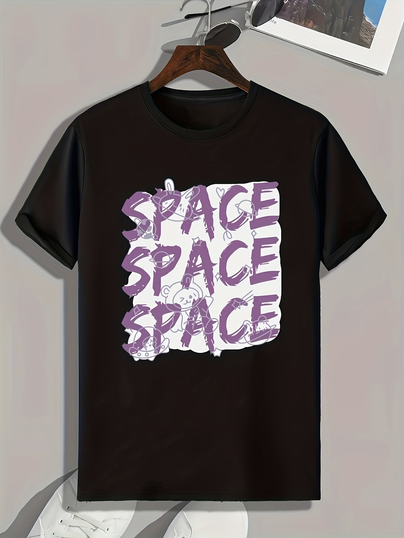 SPACE Print Men's Graphic T shirt Casual Comfy Tees For Summer Mens Clothing