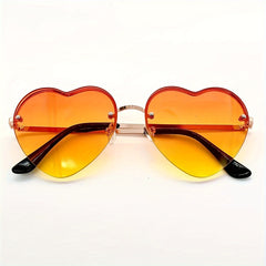 Heart Shape Lens Sunglasses Metal Frame Outdoor Party Vacation Travel