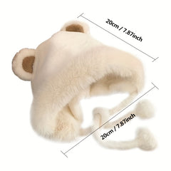Winter Bear Ears Furry Hat Lovely Fluffy Beanie Hat For Girls Women