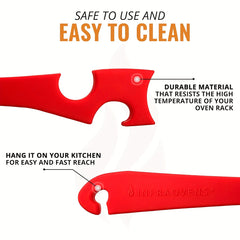 Oven Rack Sliding Tool Red Thanksgiving Special Kitchen Long Handle
