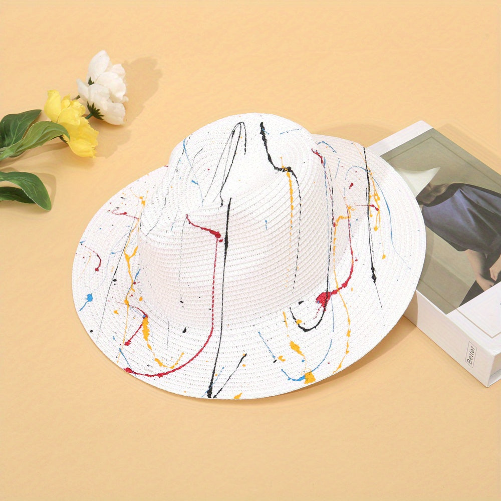 Graffiti Eco Sun Visor Hat Paper Straw Sunscreen Breathable Casual