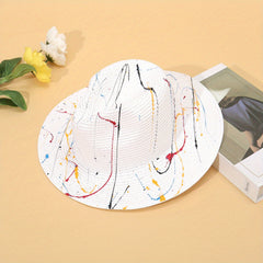 Graffiti Eco Sun Visor Hat Paper Straw Sunscreen Breathable Casual