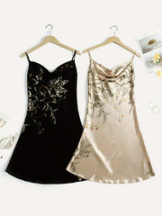 Floral Print Nightdress V Neck Spaghetti Strap Sleepwear & Dresses