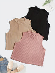 3-Pack Plus Size Ribbed Mock Neck Tank Set