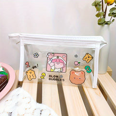 Cartoon Transparent Makeup Bag Net Red Girl Heart Travel Storage Bag