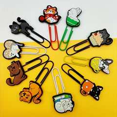 10pcs Cartoon Paper Clip Bookmark Silicone Metal Binder