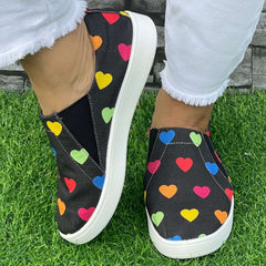 Heart Pattern Slip-On Flat Shoes for Women