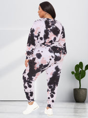 Tie Dye Co-ord Set Women's Casual Sweatshirt & Sweatpants