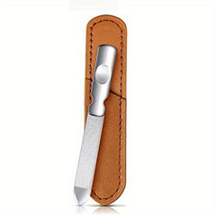 Anti Slip Stainless Steel Nail File with Leather Case