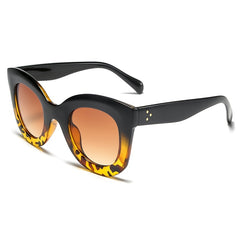 Leopard Print Large Frame Sunglasses Gradient Vintage Shades Glasses