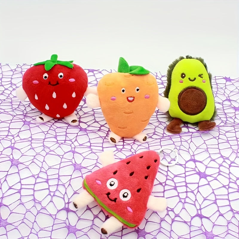 Cartoon Fruit Plush Keychain Strawberry Watermelon Carrot Charm Gift Pendant