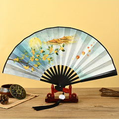 Chinese Style Double Sided Silky Tassel Folding Fan