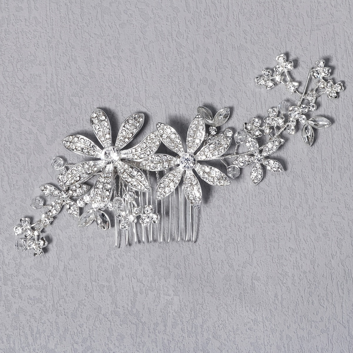Silvery Flower Bridal Hair Comb - Wedding Accessories