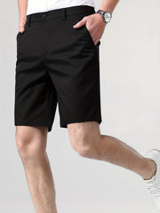 Men's Casual Stretch Suit Shorts Solid Business Spring Summer