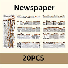 20pcs Renaissance Newspaper Stickers DIY Decorative Journal Scrapbook
