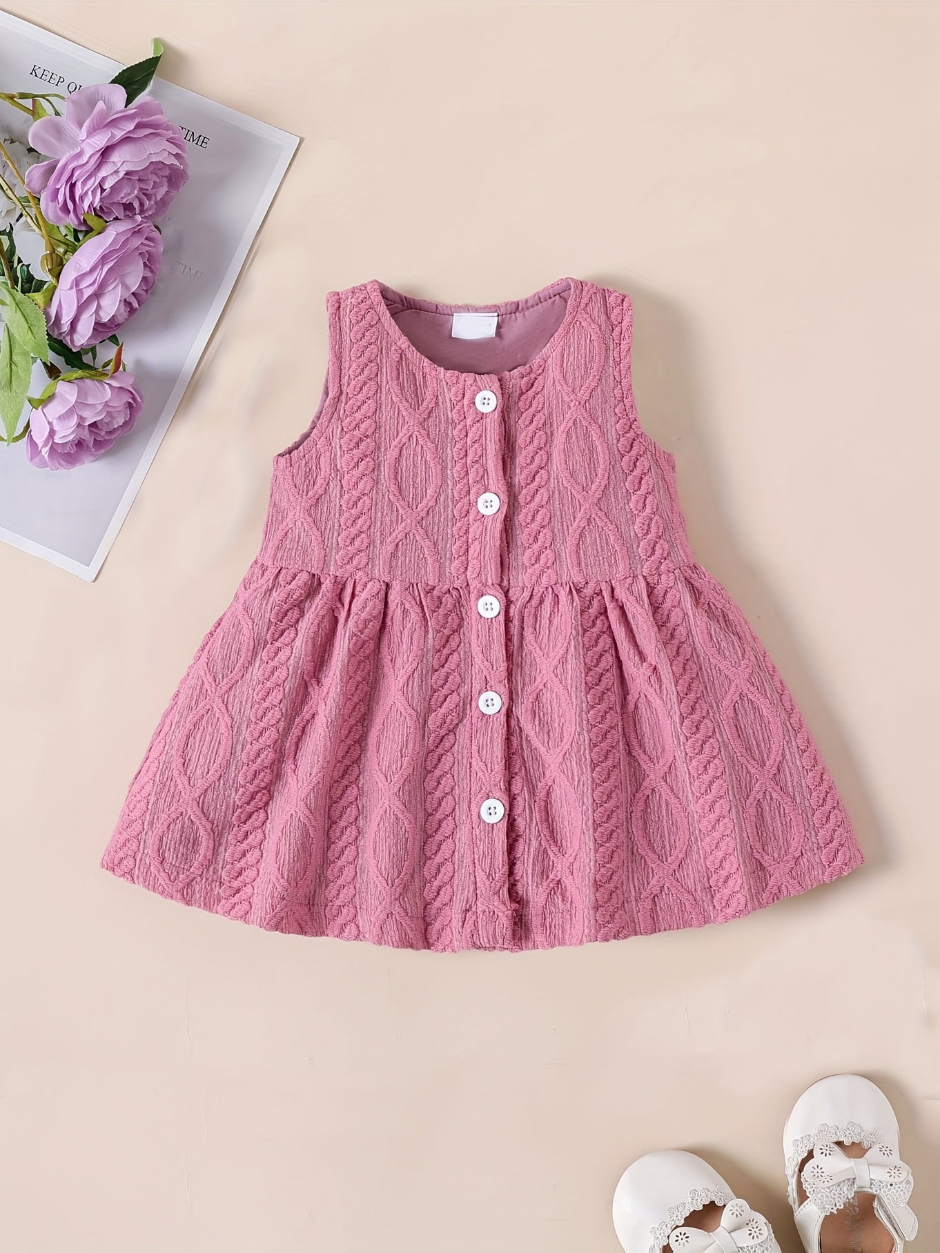 Toddler Baby Girls Cable Knit Sleeveless Dress