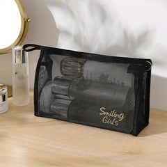 Breathable Mesh Clear Makeup Bag Nylon Makeup Pouch Portable Toiletry Bag