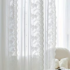 Romantic Lace Sheer Curtain Rod Pocket for Home Decor