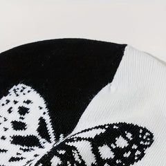 Y2K Jacquard Butterfly Beanie Knitted Hat Cap for Warmth