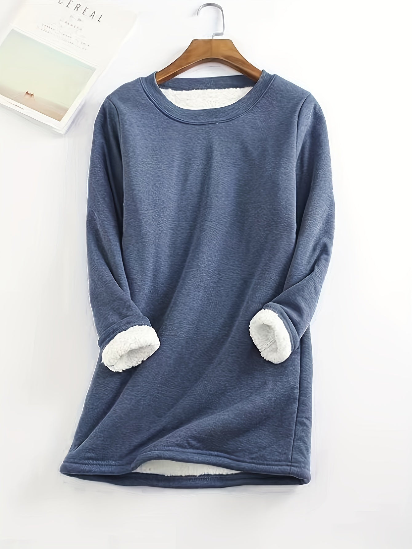 Women's Solid Crew Fleece Sweatshirt for Fall & Winter
