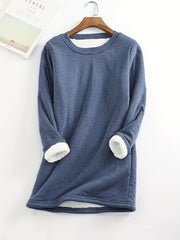 Women's Solid Crew Fleece Sweatshirt for Fall & Winter