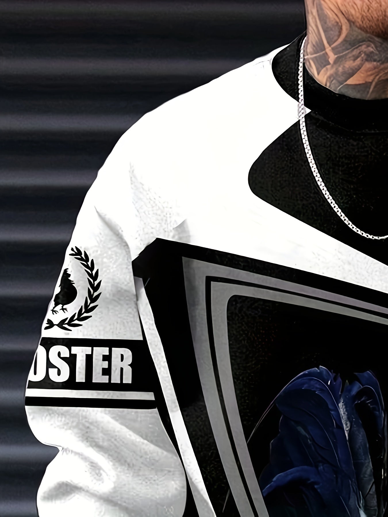 Rooster Print Crew Neck Sweatshirt Men's Casual Sports Top