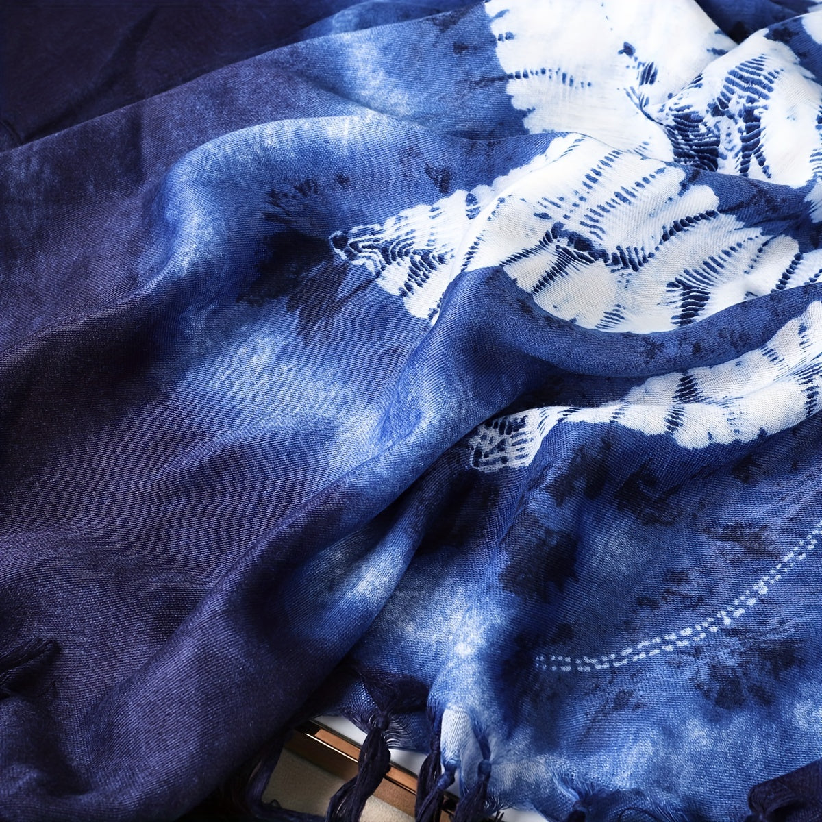 Tie Dye Tassel Scarf Vintage Print Shawl Boho Headwraps