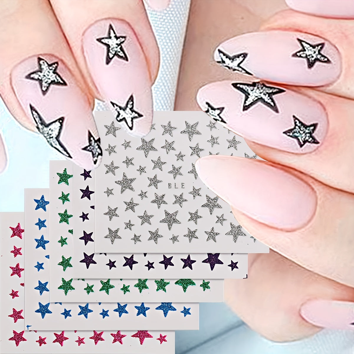 Sparkly Star Nail Art Stickers Self Adhesive Easy to Apply Long Lasting