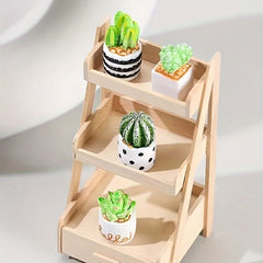 4pcs Resin Cactus Green Plants Statue Micro Landscape Decoration Handicraft