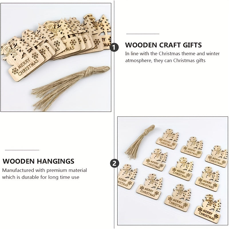 10pcs Christmas Wooden Embellishment Xmas Tree Wood Cutouts