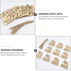 10pcs Christmas Wooden Embellishment Xmas Tree Wood Cutouts