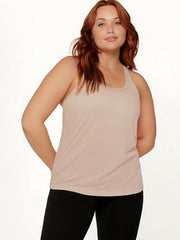 Plus Size Women's Solid Round Neck Stretch Tank Top
