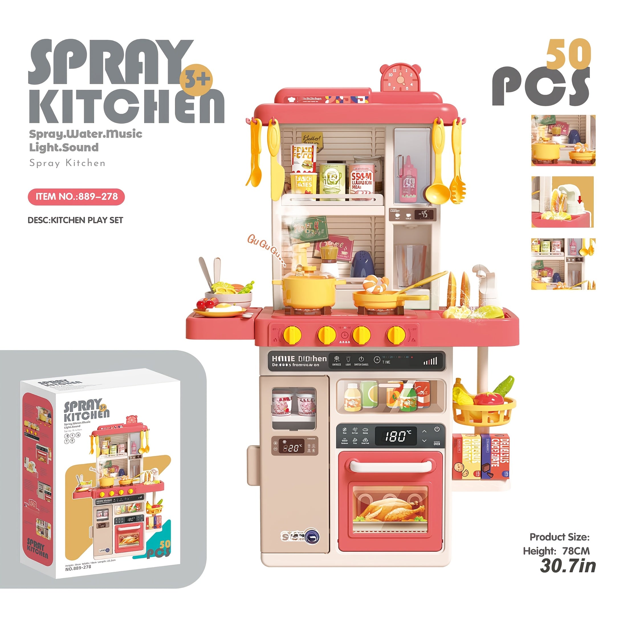 Interactive Pretend Play Kitchen Toy Set for Kids 3-6 Years - Christmas Gift