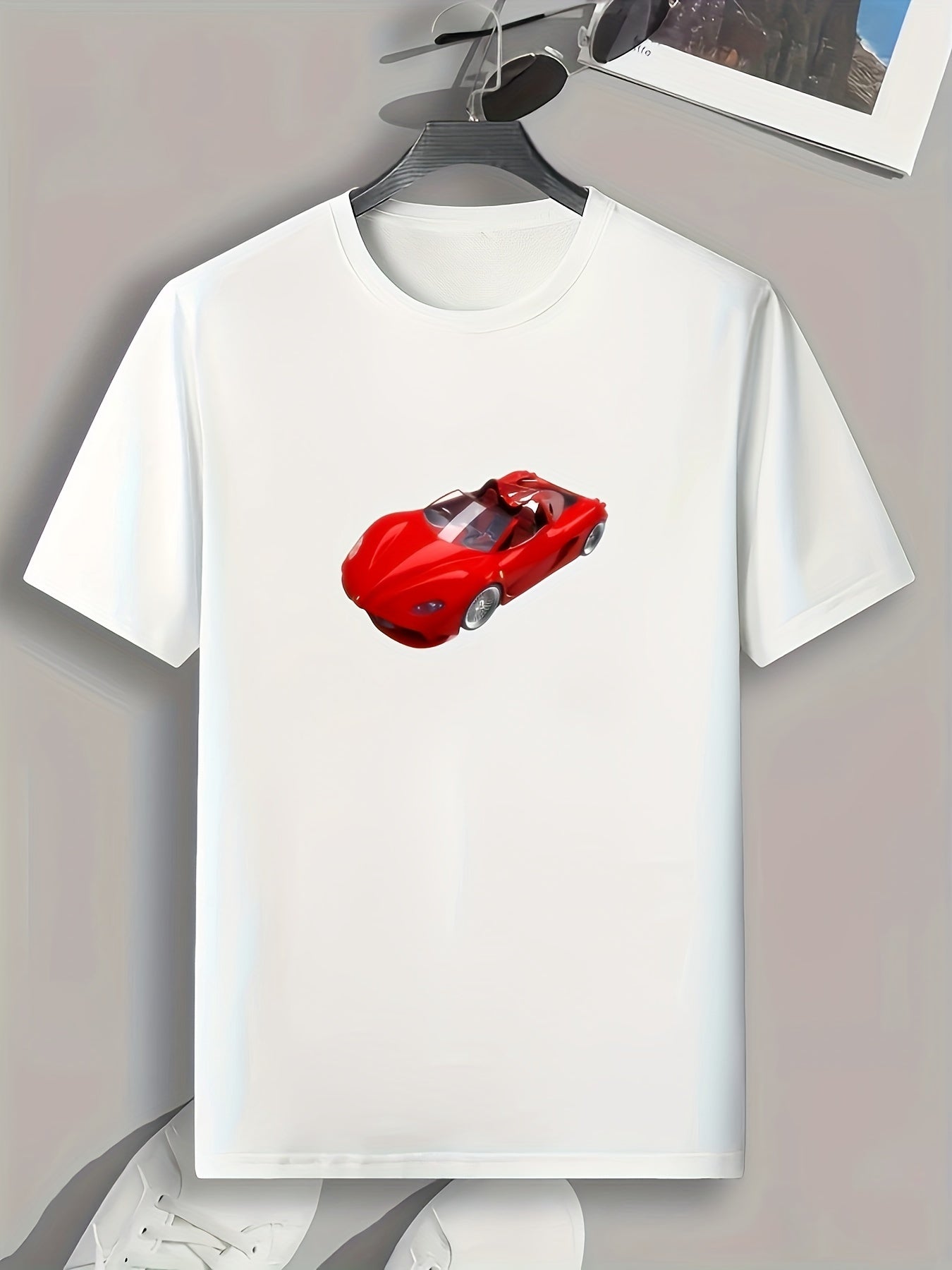 Sports Car Print Men's Graphic Tee Casual Comfy T-shirt