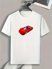 Sports Car Print Men's Graphic Tee Casual Comfy T-shirt
