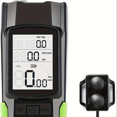 Waterproof Bicycle Light w/ Speedometer Odometer & Horn, 4 Lighting Modes