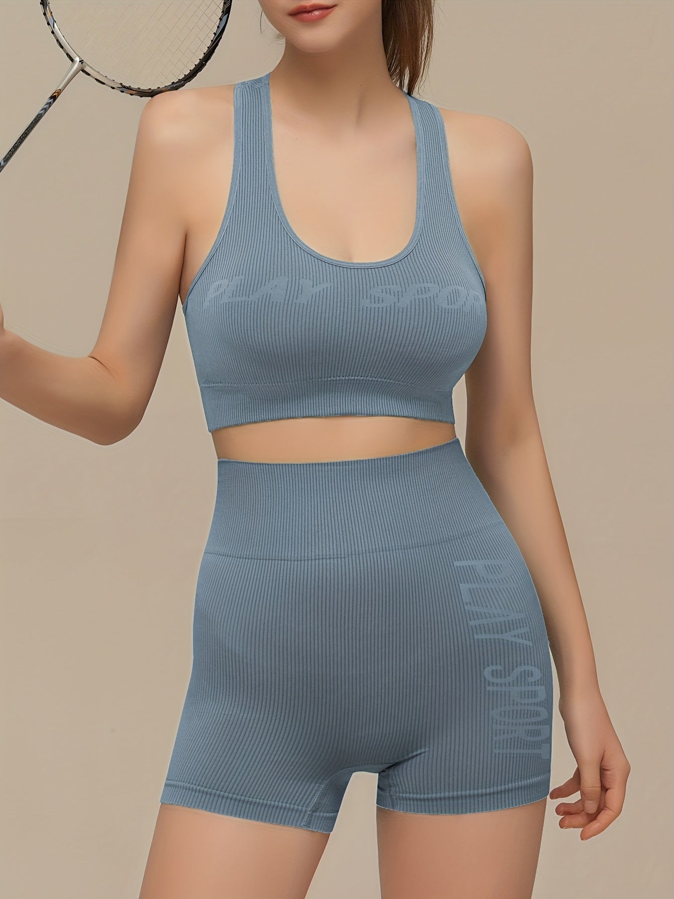 Racerback Tank Bra & High Waist Shorts Set