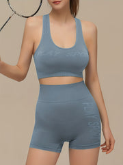 Racerback Tank Bra & High Waist Shorts Set