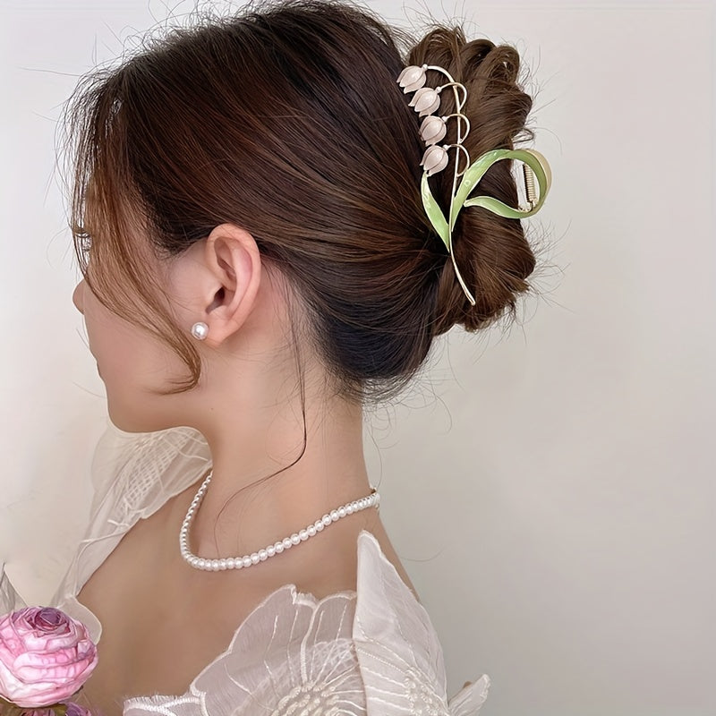 Vintage Flower Hair Clip with Daffodils & Four Flowers Fairy Hair Claw