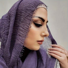Crinkle Hijab Long Sunscreen Shawl Frayed Edge Wrap Classic Turban
